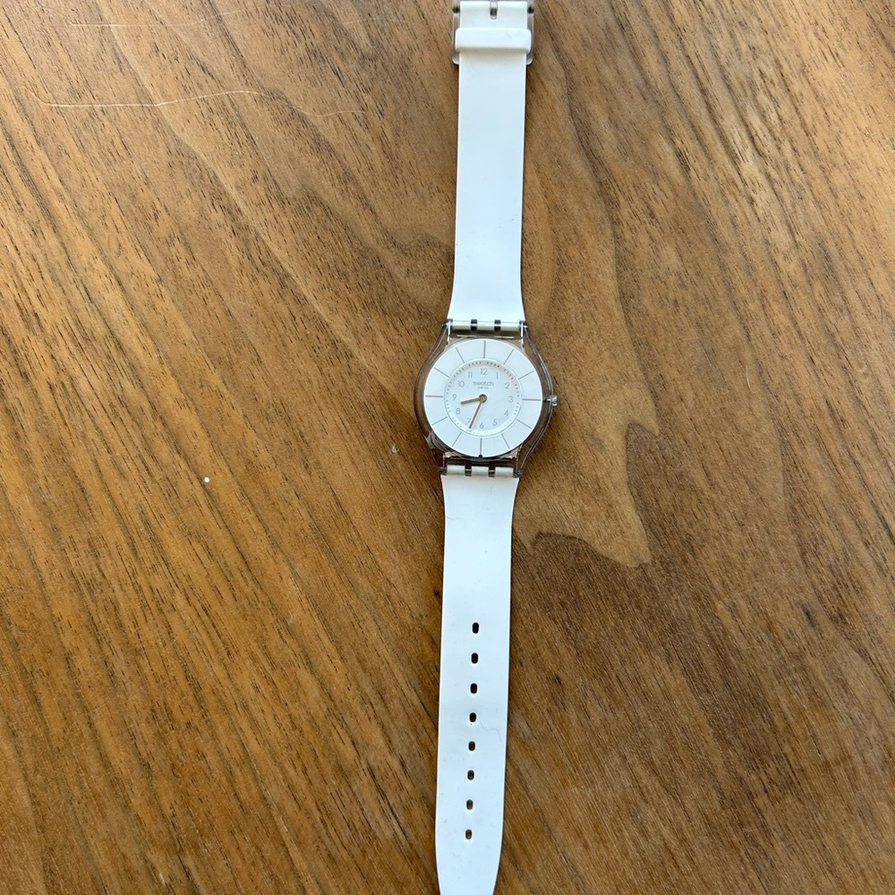 Swatch ultra thin white watch